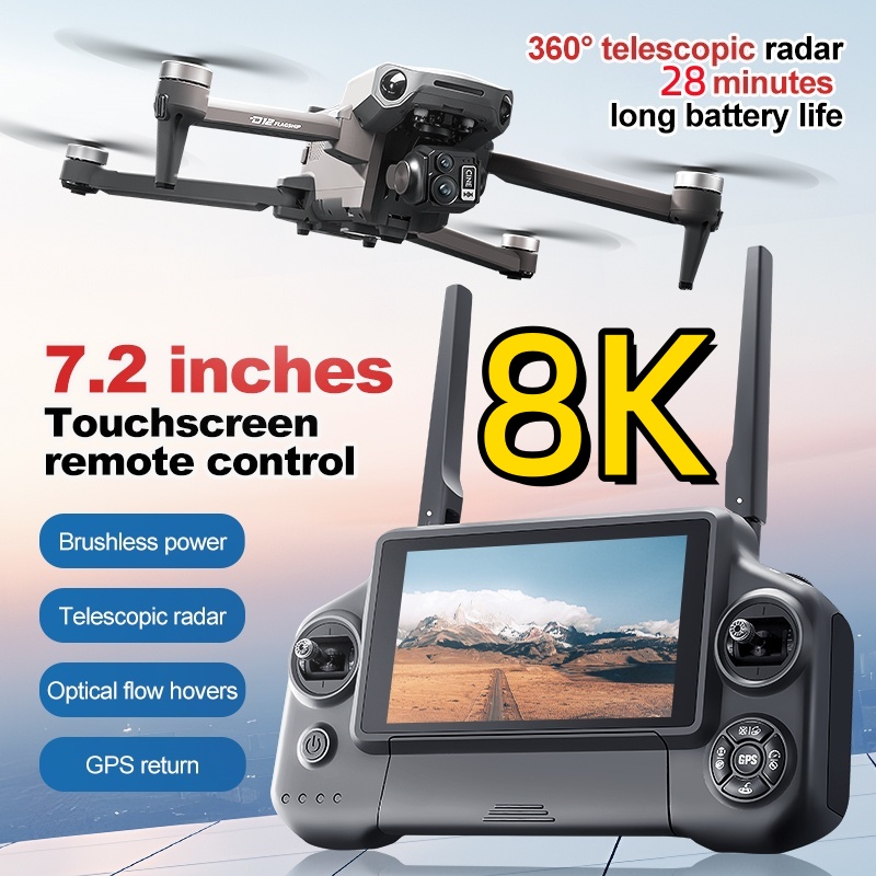 Drone Rc Gps - Drone RC Quadricoptère 8K avec Nacelle